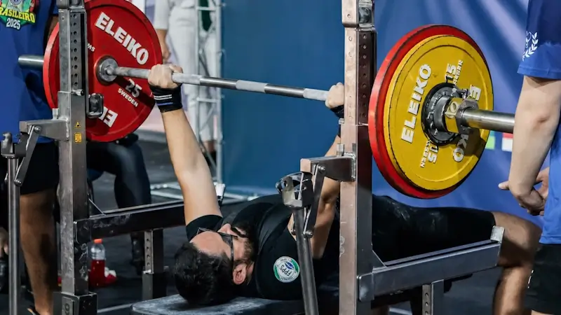 Powerlifting athlete during a bench press
